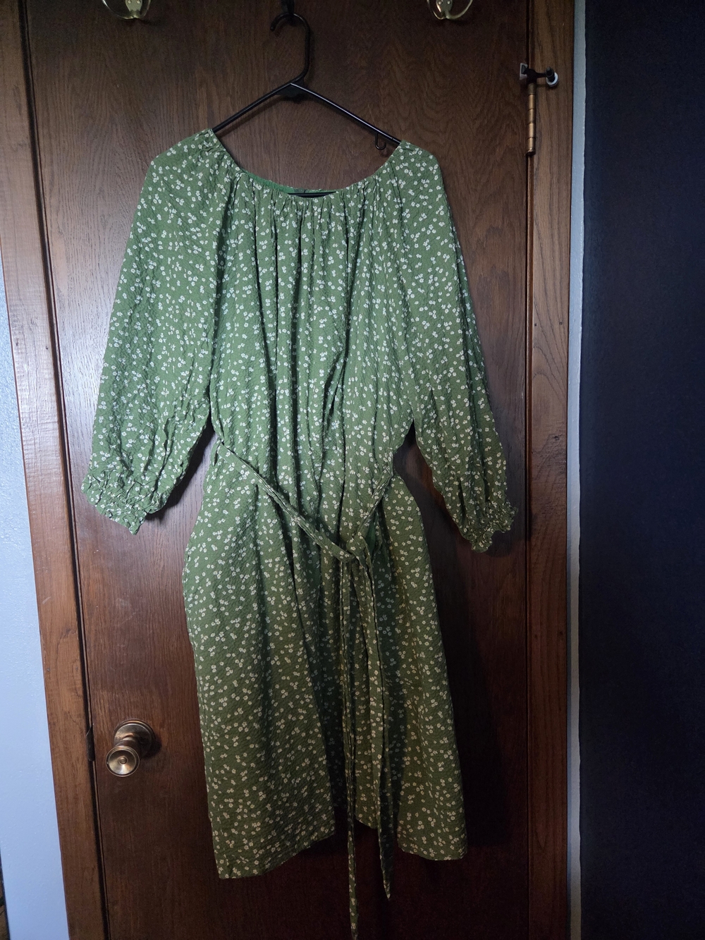 Roolee Green Floral Tie-Waist Midi Dress